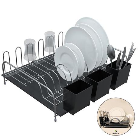 Escorredor Louça Porta Talheres Copos Garfos Facas Pratos Com Bandeja Pia Cozinha - 1424 Stolf Menor preço em Escorredor Louça Porta Talheres Copos Garfos Facas Pratos Com Bandeja Pia Cozinha - 1424 Stolf