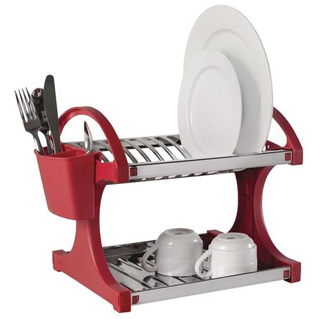 Escorredor Para 12 Pratos Em Aço Inox Com Lateral Vermelha Brinox. é boa?