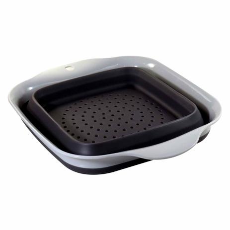 Escorredor Retrátil Quadrado Cinza De Silicone Hercules Menor preço em Escorredor Retrátil Quadrado Cinza De Silicone Hercules