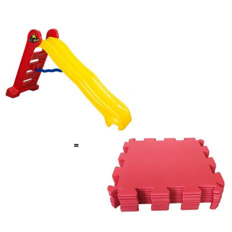 Menor preço em Escorregador Grande 4 Degraus + 9 Tatames EVA Vermelho - Canguri