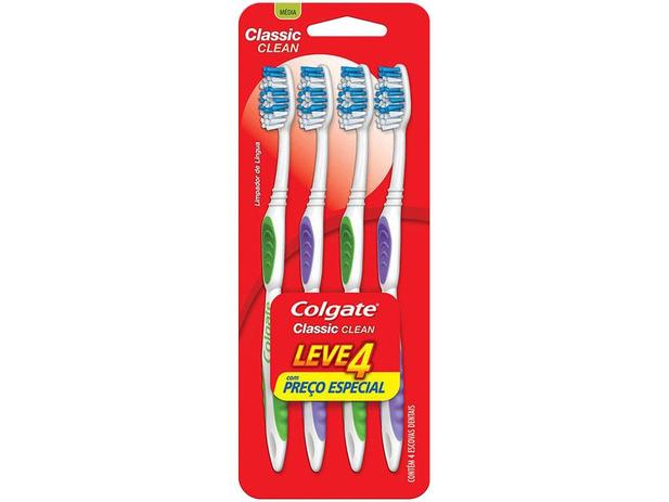 Escova de Dente Colgate Classic Clean - 4 Unidades Menor preço em Escova de Dente Colgate Classic Clean - 4 Unidades