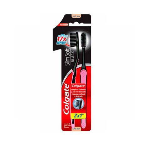Escova de Dente Colgate Slim Soft Black cerdas macias Leve 2 Pague 1 Menor preço em Escova de Dente Colgate Slim Soft Black cerdas macias Leve 2 Pague 1