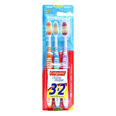 Escova Dental Colgate Extra Clean Média 3 Unidades Menor preço em Escova Dental Colgate Extra Clean Média 3 Unidades