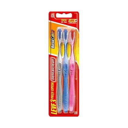 Escova Dental Dental Clean Basic Color Macia c/ 3Un - Dentalclen Menor preço em Escova Dental Dental Clean Basic Color Macia c/ 3Un - Dentalclen