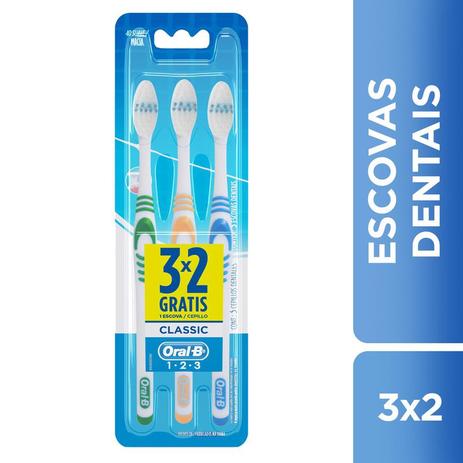 Escova Dental Oral-B Classic 40 Macia 3 Unidades Menor preço em Escova Dental Oral-B Classic 40 Macia 3 Unidades