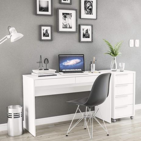 Escritório Completo com Mesa 2 Gavetas e Gaveteiro 4 Gavetas Branco - Politorno Menor preço em Escritório Completo com Mesa 2 Gavetas e Gaveteiro 4 Gavetas Branco - Politorno