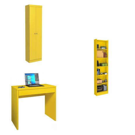 Escritório Completo MadeiraMadeira com Estante 5 Prateleiras, Armário 2 Portas e Escrivaninha 424487 Amarelo - Zanzini é boa?