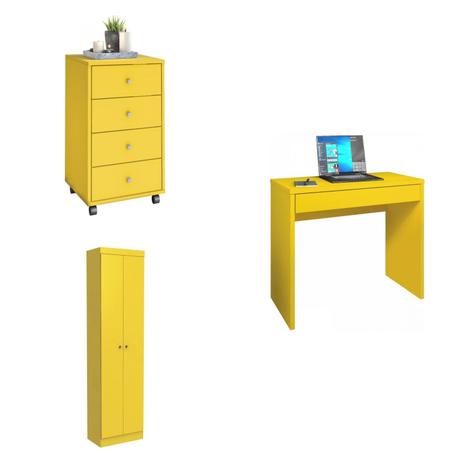 Escritório Completo MadeiraMadeira com Gaveteiro 4 Gavetas, Armário Multiuso e Escrivaninha 424408 Amarelo - Zanzini Menor preço em Escritório Completo MadeiraMadeira com Gaveteiro 4 Gavetas, Armário Multiuso e Escrivaninha 424408 Amarelo - Zanzini