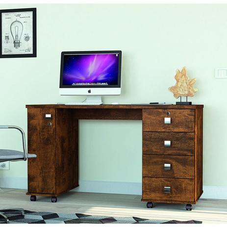 Escrivaninha 4 Gavetas e Rodízios Office Smart Lukaliam Móveis Canela Canela Menor preço em Escrivaninha 4 Gavetas e Rodízios Office Smart Lukaliam Móveis Canela Canela
