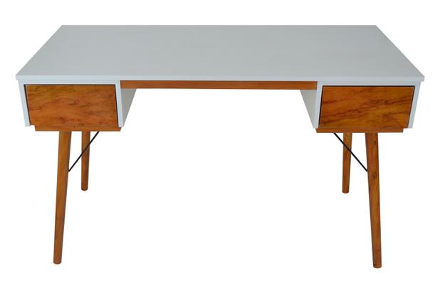 Escrivaninha Aparador Mesa Pés Palito Retrô Madeira Peroba Rosa e MDF Branco - Móveis bolzan Menor preço em Escrivaninha Aparador Mesa Pés Palito Retrô Madeira Peroba Rosa e MDF Branco - Móveis bolzan
