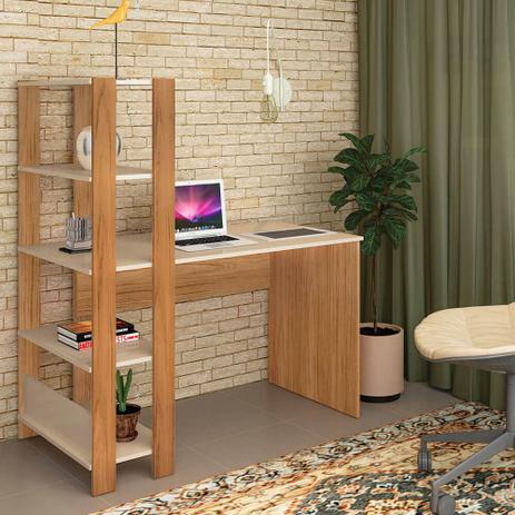 Escrivaninha com Estante 5 Prateleiras Home Office Match Off-White/Carvalho - Artely é boa?