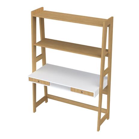 Escrivaninha Retrô Com Estante 125 Cm Hanover E Branco Artesano Menor preço em Escrivaninha Retrô Com Estante 125 Cm Hanover E Branco Artesano