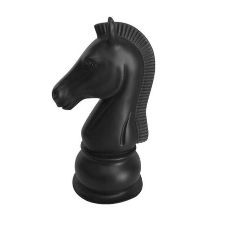 Escultura Cavalo Xadrez Decorativa em Resina Preto - J.C.V Menor preço em Escultura Cavalo Xadrez Decorativa em Resina Preto - J.C.V