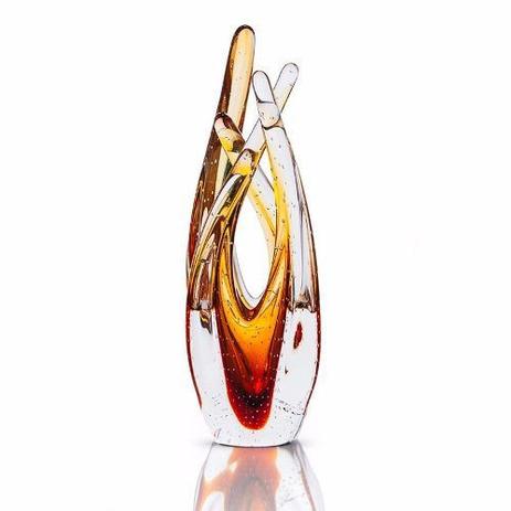 Escultura Vaso De Murano Cristal Sao Marcos Ambar Com Bolhas - São marcos Menor preço em Escultura Vaso De Murano Cristal Sao Marcos Ambar Com Bolhas - São marcos