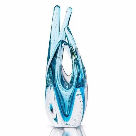 Escultura Vaso De Murano Cristal Sao Marcos Azul Com Bolhas - São marcos Menor preço em Escultura Vaso De Murano Cristal Sao Marcos Azul Com Bolhas - São marcos