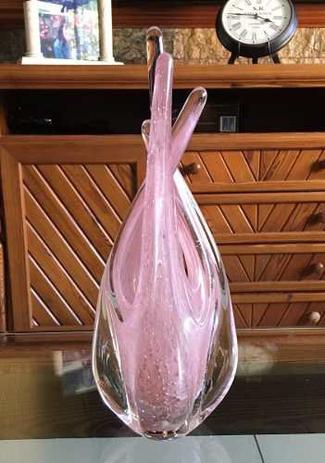 Escultura Vaso De Murano Cristal Sao Marcos Rosa Com Bolhas - São marcos Menor preço em Escultura Vaso De Murano Cristal Sao Marcos Rosa Com Bolhas - São marcos