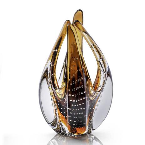 Escultura Vaso Murano Cristal Sao Marcos Marrom Com Bolhas - São marcos Menor preço em Escultura Vaso Murano Cristal Sao Marcos Marrom Com Bolhas - São marcos