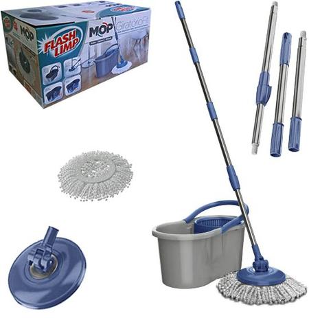 Esfregao Mop Giratorio Fit Com 1 Refil + Balde 8L Na Caixa - Flash Limp Menor preço em Esfregao Mop Giratorio Fit Com 1 Refil + Balde 8L Na Caixa - Flash Limp