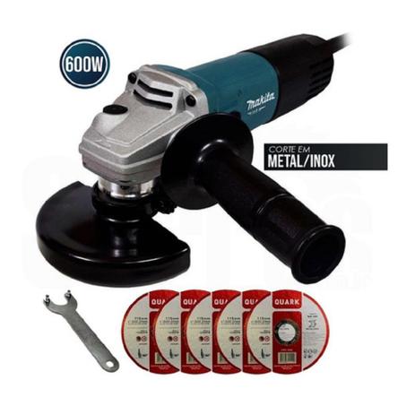 Esmerilhadeira angular 4.1/2 600w m0901g makita + 5 discos 110v/220v - CDS Menor preço em Esmerilhadeira angular 4.1/2 600w m0901g makita + 5 discos 110v/220v - CDS