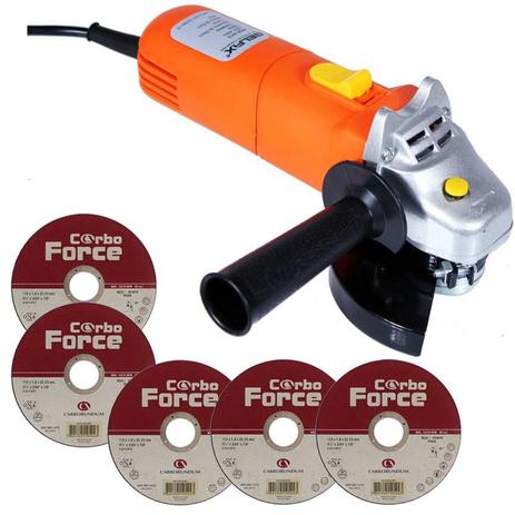 Esmerilhadeira Angular 4.1/2 POL 500W BELFIX + 5 Discos de Corte Inox 4.1/2 POL - Bel fix Menor preço em Esmerilhadeira Angular 4.1/2 POL 500W BELFIX + 5 Discos de Corte Inox 4.1/2 POL - Bel fix