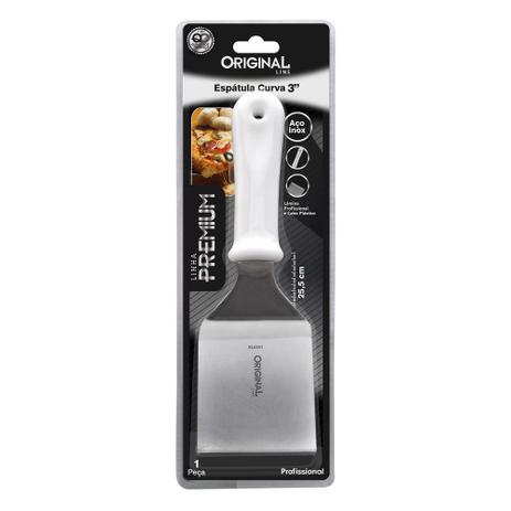 Espátula Curva em Aço Inox com Cabo em PP 3” 7,6cm Linha Premium SL0351 - Original Menor preço em Espátula Curva em Aço Inox com Cabo em PP 3” 7,6cm Linha Premium SL0351 - Original