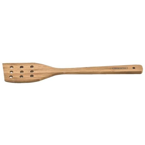 Espatula de madeira bambu com nove furos para alimentos natural tramontina Menor preço em Espatula de madeira bambu com nove furos para alimentos natural tramontina