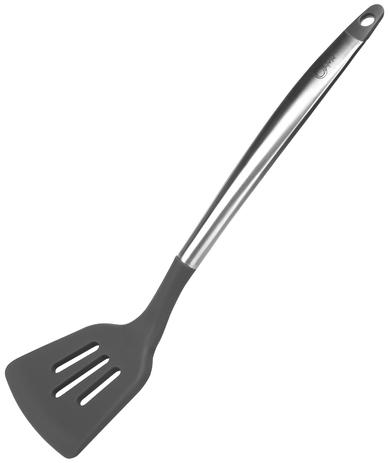 Espátula de silicone vazada com cabo inox 33cm - cool grey - oxford Menor preço em Espátula de silicone vazada com cabo inox 33cm - cool grey - oxford