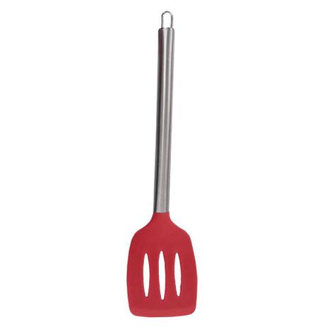 Espátula Vazada de Silicone E Aço Inox - Vermelha - Mimo Style Menor preço em Espátula Vazada de Silicone E Aço Inox - Vermelha - Mimo Style