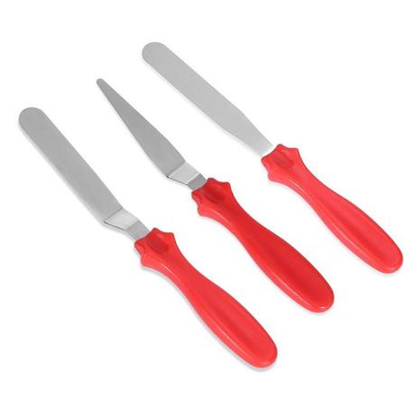 Espatulas Confeiteiro Para Coberturas Bolos Kit 3 Peças vermelho - Uny home Menor preço em Espatulas Confeiteiro Para Coberturas Bolos Kit 3 Peças vermelho - Uny home