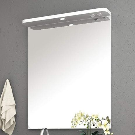 Espelheira com Painel 80cm com Tomada e Luminária LED Móveis Bosi Branco Menor preço em Espelheira com Painel 80cm com Tomada e Luminária LED Móveis Bosi Branco
