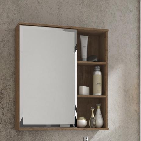 Espelheira para Banheiro 100 MDF Treviso 56 Cm Amendoa - Mgm Menor preço em Espelheira para Banheiro 100 MDF Treviso 56 Cm Amendoa - Mgm