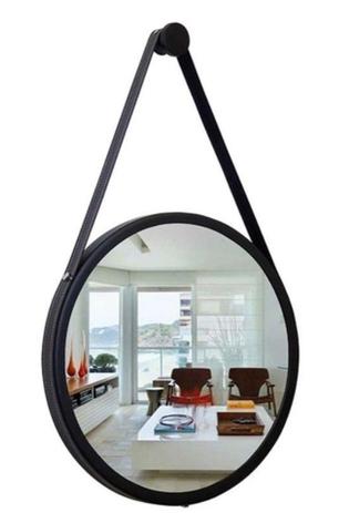 Espelho Adnet Redondo 50cm Preto Alça Preta Com Pino De Pendurar - Reduna Curvacao Menor preço em Espelho Adnet Redondo 50cm Preto Alça Preta Com Pino De Pendurar - Reduna Curvacao