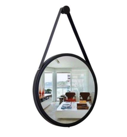 Espelho Adnet Redondo 50cm Preto Alça Preta De Pendurar - Reduna Y50017 Menor preço em Espelho Adnet Redondo 50cm Preto Alça Preta De Pendurar - Reduna Y50017