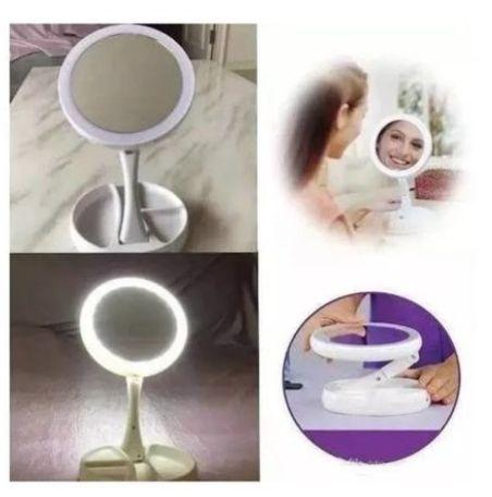 Espelho De Aumento Para Maquiagem Com Luz Led USB ou Pilha Mesa Dobrável Organizador é boa?