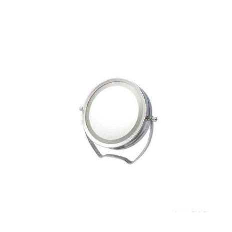 Espelho de mesa redondo 18,5cm dupla face com LED prata Alterna Menor preço em Espelho de mesa redondo 18,5cm dupla face com LED prata Alterna