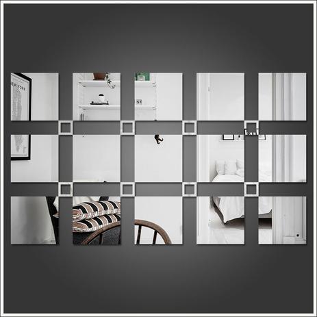 Espelho Decorativo Acrílico 23 Quadrados Para Sala Quarto Escritório - Decoramix Menor preço em Espelho Decorativo Acrílico 23 Quadrados Para Sala Quarto Escritório - Decoramix