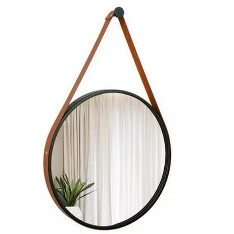 Espelho Decorativo Redondo Com Alça E Moldura Plástica- Preto/ Marrom 45cm - Fwb Imp Menor preço em Espelho Decorativo Redondo Com Alça E Moldura Plástica- Preto/ Marrom 45cm - Fwb Imp