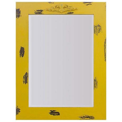 Espelho Decorativo Rústico com Moldura Amarela Lixada e Aplique na Parte Superior - Decore pronto Menor preço em Espelho Decorativo Rústico com Moldura Amarela Lixada e Aplique na Parte Superior - Decore pronto