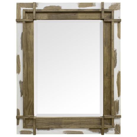 Espelho Decorativo Rústico com Moldura Marrom e Branca - Decore pronto Menor preço em Espelho Decorativo Rústico com Moldura Marrom e Branca - Decore pronto