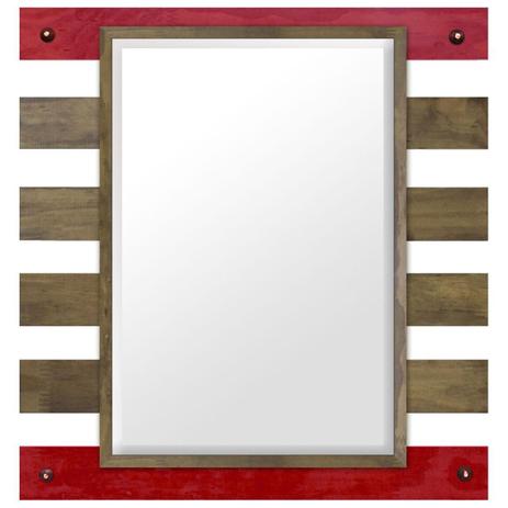 Espelho Decorativo Rústico com Moldura Vazada nas Cores Marrom e Vermelha - Decore pronto é boa?
