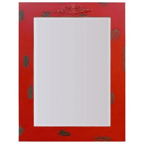 Espelho Decorativo Rústico com Moldura Vermelha Lixada e Aplique na Parte Superior - Decore pronto Menor preço em Espelho Decorativo Rústico com Moldura Vermelha Lixada e Aplique na Parte Superior - Decore pronto
