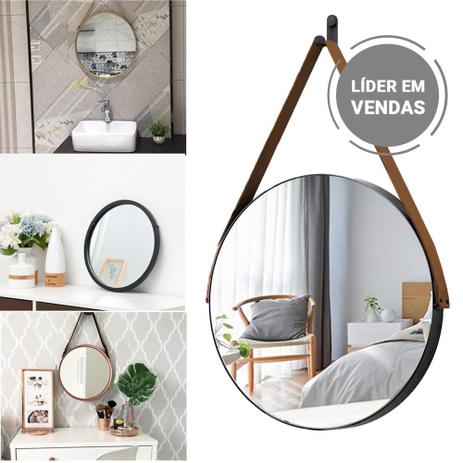 Espelho Redondo Alça Decorativo Adnet Pendurar Parede 35cm - Fwb Menor preço em Espelho Redondo Alça Decorativo Adnet Pendurar Parede 35cm - Fwb