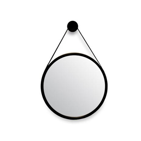 Espelho Redondo Decorativo 50 cm Alça de Couro Preto Alpes - Chandelie Menor preço em Espelho Redondo Decorativo 50 cm Alça de Couro Preto Alpes - Chandelie