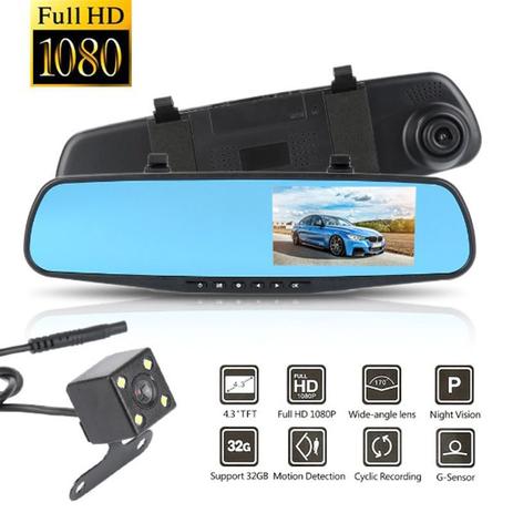 Espelho Retrovisor Estacionamento Carro Sensor Tela LCD Kit Camera Re Frontal - Braslu Menor preço em Espelho Retrovisor Estacionamento Carro Sensor Tela LCD Kit Camera Re Frontal - Braslu