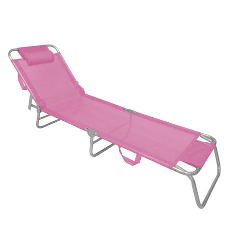 Espreguiçadeira Com Alça Zaka Slim Alumínio Pink Menor preço em Espreguiçadeira Com Alça Zaka Slim Alumínio Pink