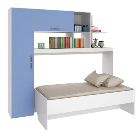 Estação de Dormir Escritório Cama Dreams de Solteiro Multifuncional e Retrátil com Armários Prateleiras Escrivaninha 4 Em 1 Azul - Art In Móveis Menor preço em Estação de Dormir Escritório Cama Dreams de Solteiro Multifuncional e Retrátil com Armários Prateleiras Escrivaninha 4 Em 1 Azul - Art In Móveis