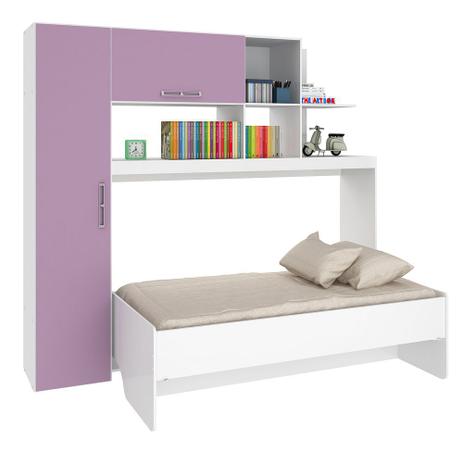Estação de Dormir Escritório Cama Dreams de Solteiro Multifuncional e Retrátil com Armários Prateleiras Escrivaninha 4 Em 1 Lilás - Art In Móveis Menor preço em Estação de Dormir Escritório Cama Dreams de Solteiro Multifuncional e Retrátil com Armários Prateleiras Escrivaninha 4 Em 1 Lilás - Art In Móveis