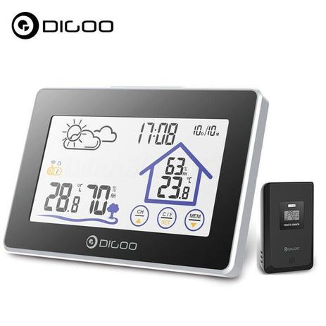 Estação Meteorológica Relógio Lcd Digital Sensor Sem Fio C/F - Digoo Menor preço em Estação Meteorológica Relógio Lcd Digital Sensor Sem Fio C/F - Digoo