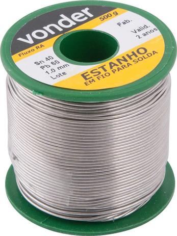 Estanho fio 1,0mm 40x60 500g carretel - Vonder Menor preço em Estanho fio 1,0mm 40x60 500g carretel - Vonder