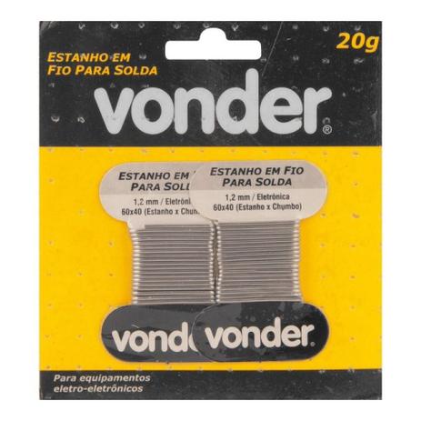 Estanho fio 1,2mm 60x40 cartela 20g - Vonder Menor preço em Estanho fio 1,2mm 60x40 cartela 20g - Vonder